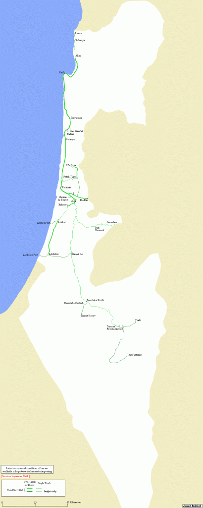 Israel rail network map