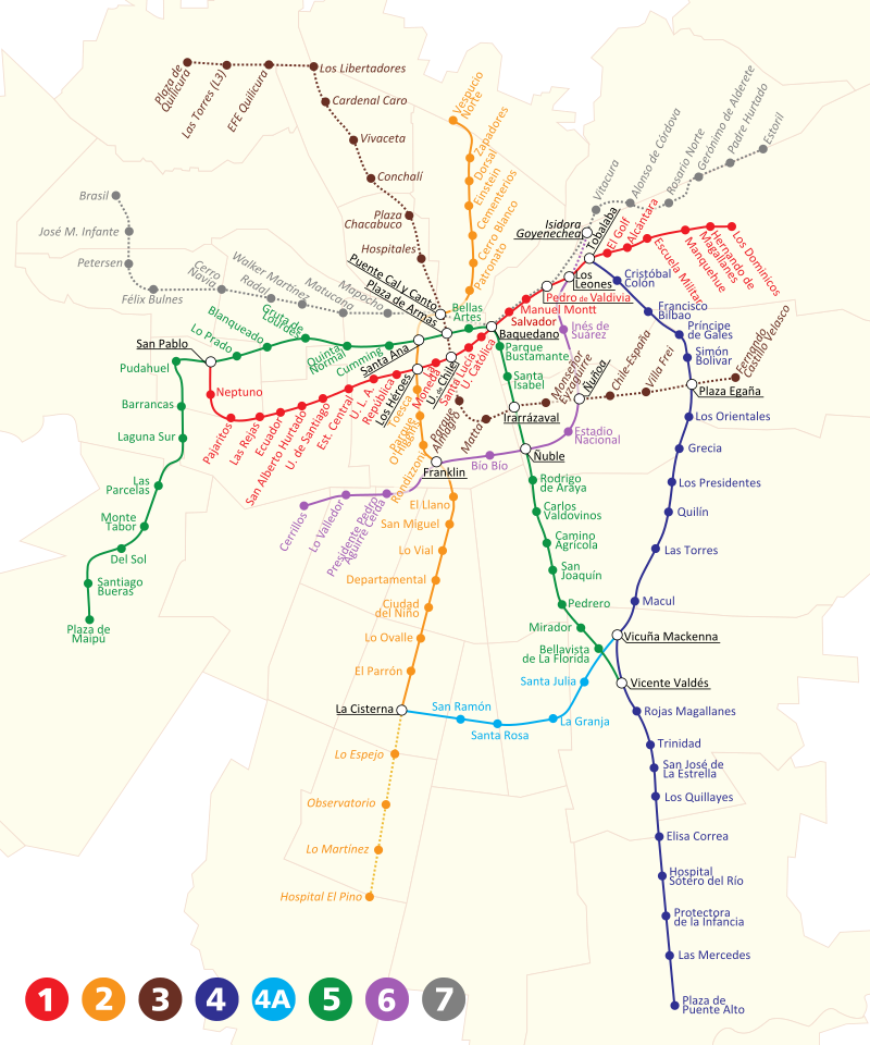 Schemat metra w Santiago. Autor: B1mbo, Wikimedia Commons